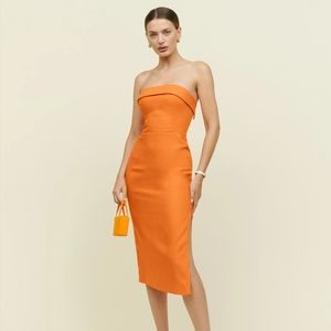 Nwt Reformation Marcella Linen Dress in Citrus Sz 12